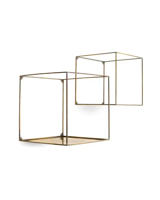 Deco square vägghylla vintage mässing 2-set