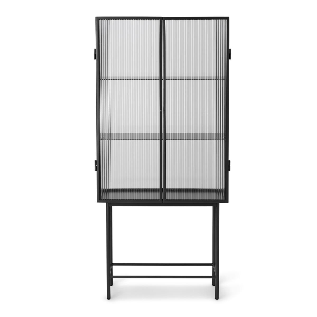 Ferm Living - Haze Vitrine Reeded Glass / Black - Skåp och vitrinskåp - SAYS WHO - Träfärgad,Svart - Glas/Metall