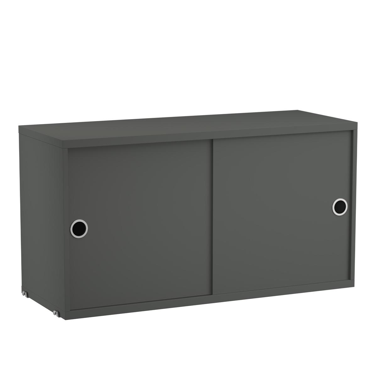String - Skåp med skjutdörrar 78 x 30 cm mörkgrå - Hyllor & Hyllsystem - Nils Strinning - Grå