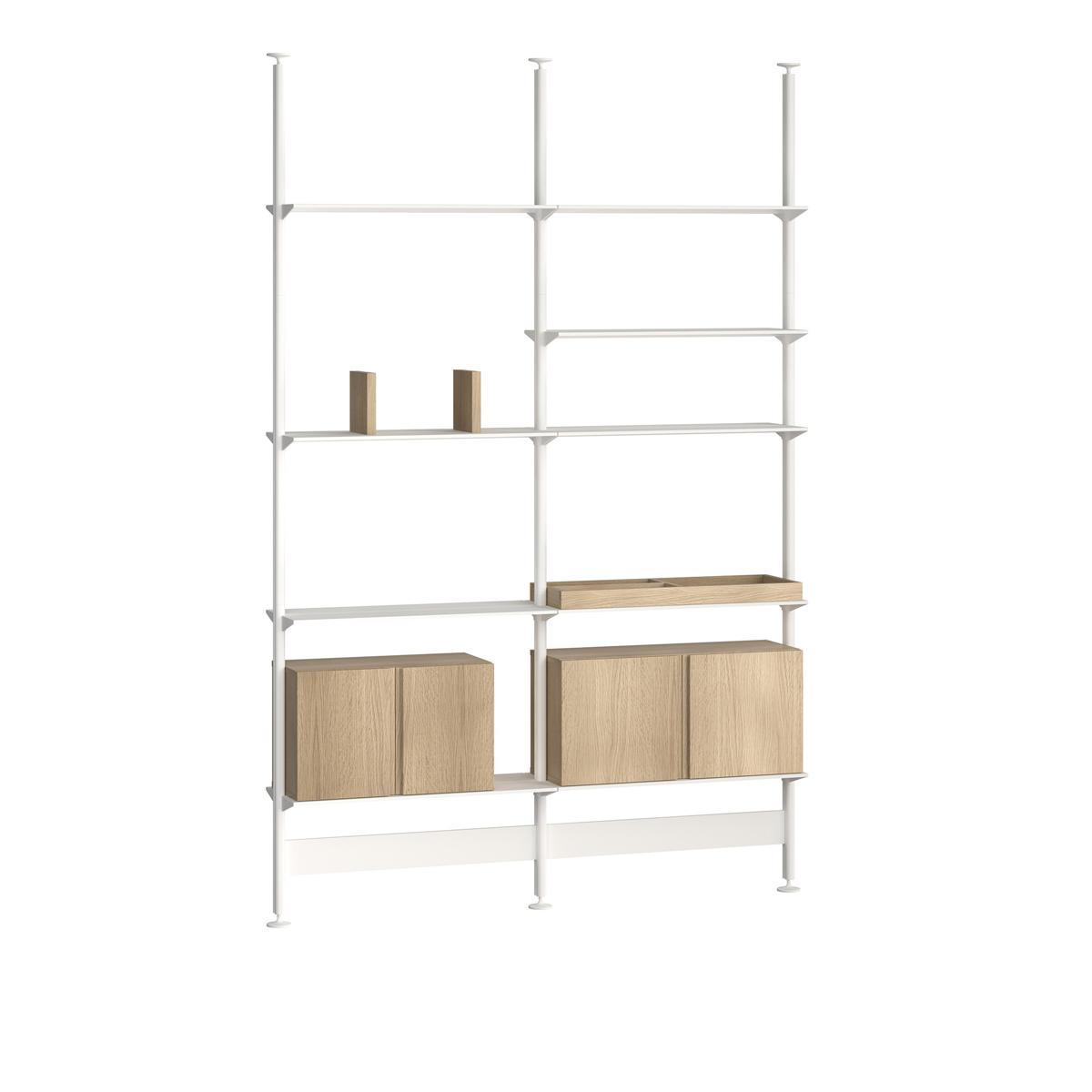 Pira - Pira G2 F-C A 212_205 White/White Oak H: 256-264 cm - Hyllor & Hyllsystem - Vit - Metall/Papper/Trä/Plast