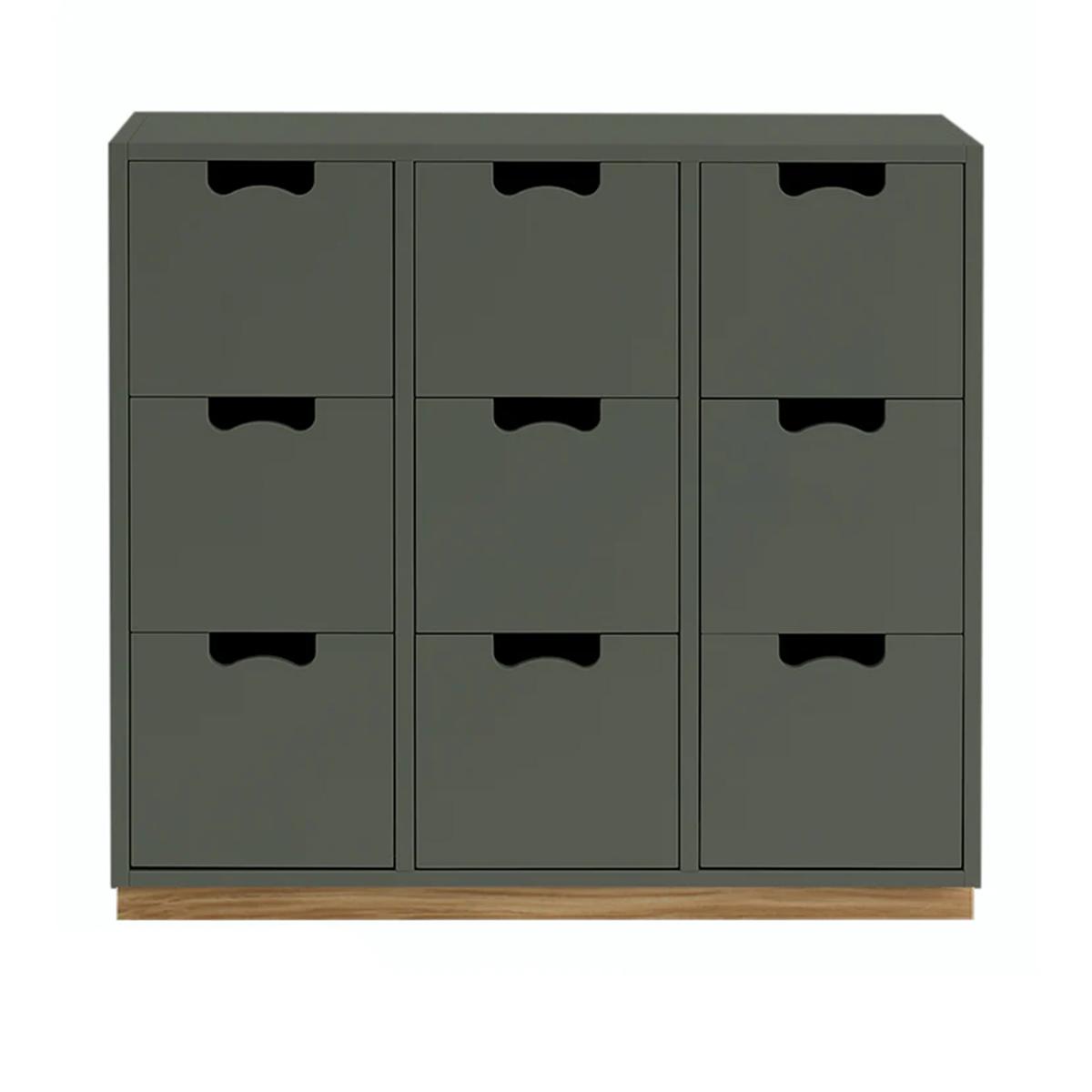 Asplund - Snow Drawer B3 - Green Khaki, Ek Sockel - Byråer -  Thomas Sandell & Jonas Bohlin - Grön - Trä