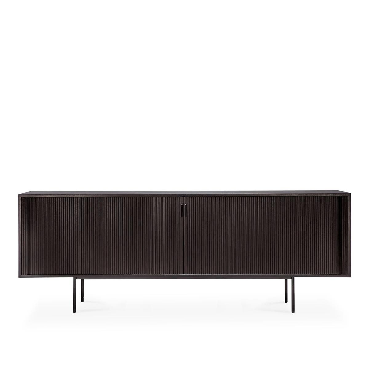 Ethnicraft - Roller Max Sideboard - Varnished Teak - Off Black - 2 Sliding Doors 224 cm - Skänkar och sideboards - Alain Van Havre - Svart - Trä