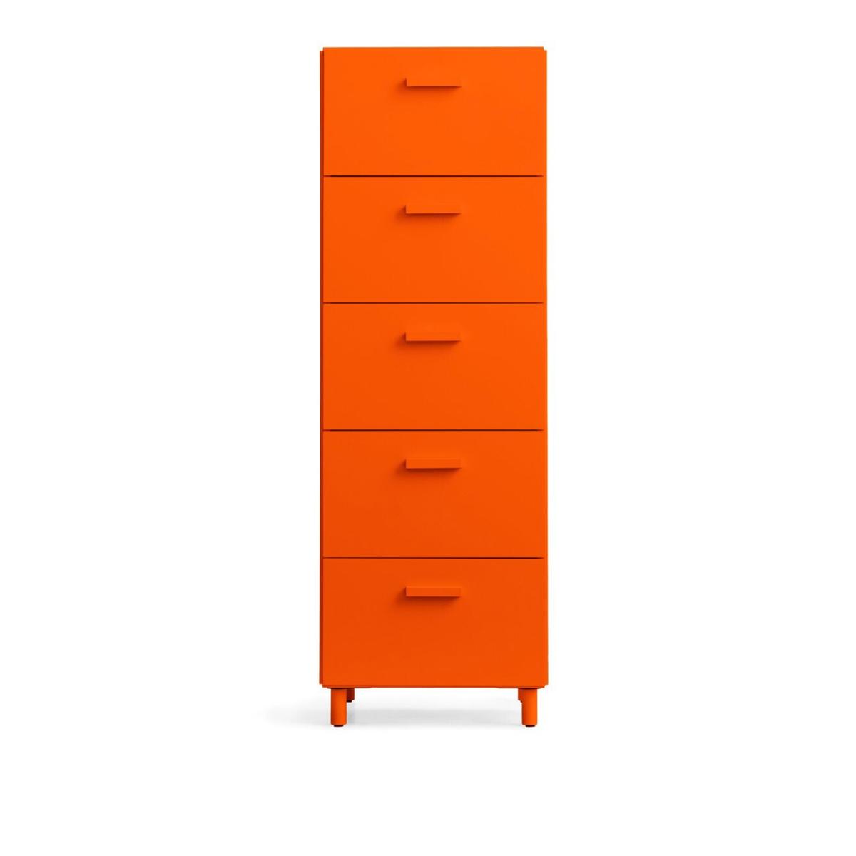 Relief - Relief Chest of Drawers Tall Legs Orange - Byråer - TAF Studio - Orange - Metall/Trä