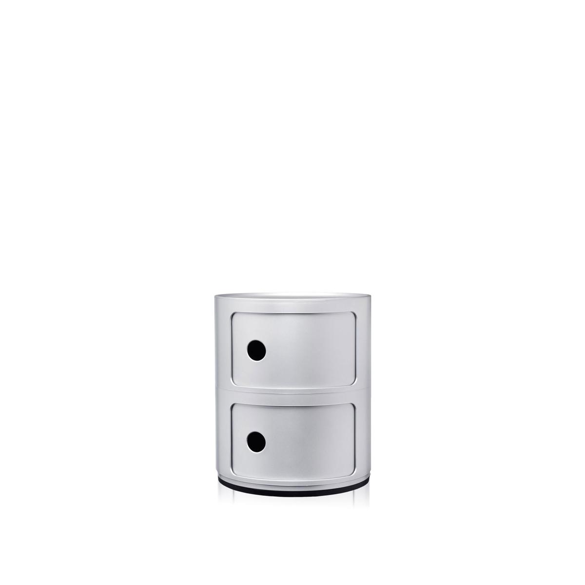 Kartell - Componibili 4966, Silver, 2 Compartments - Hurtsar - Anna Castelli Ferrieri