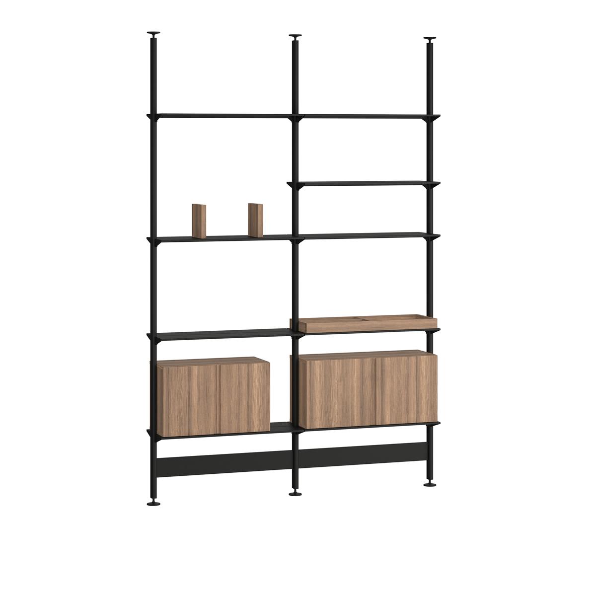 Pira - Pira G2 F-C A 210_204 Black Gray/Walnut H: 240-247 cm - Hyllor & Hyllsystem - Svart - Metall/Papper/Trä/Plast