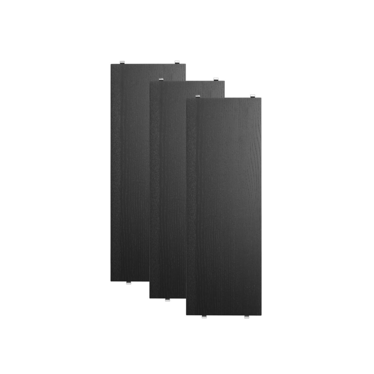 String - Hyllplan 58 x 20 cm 3-pack svartbetsad ask - Hyllsystem - Nils Strinning - Svart - Trä