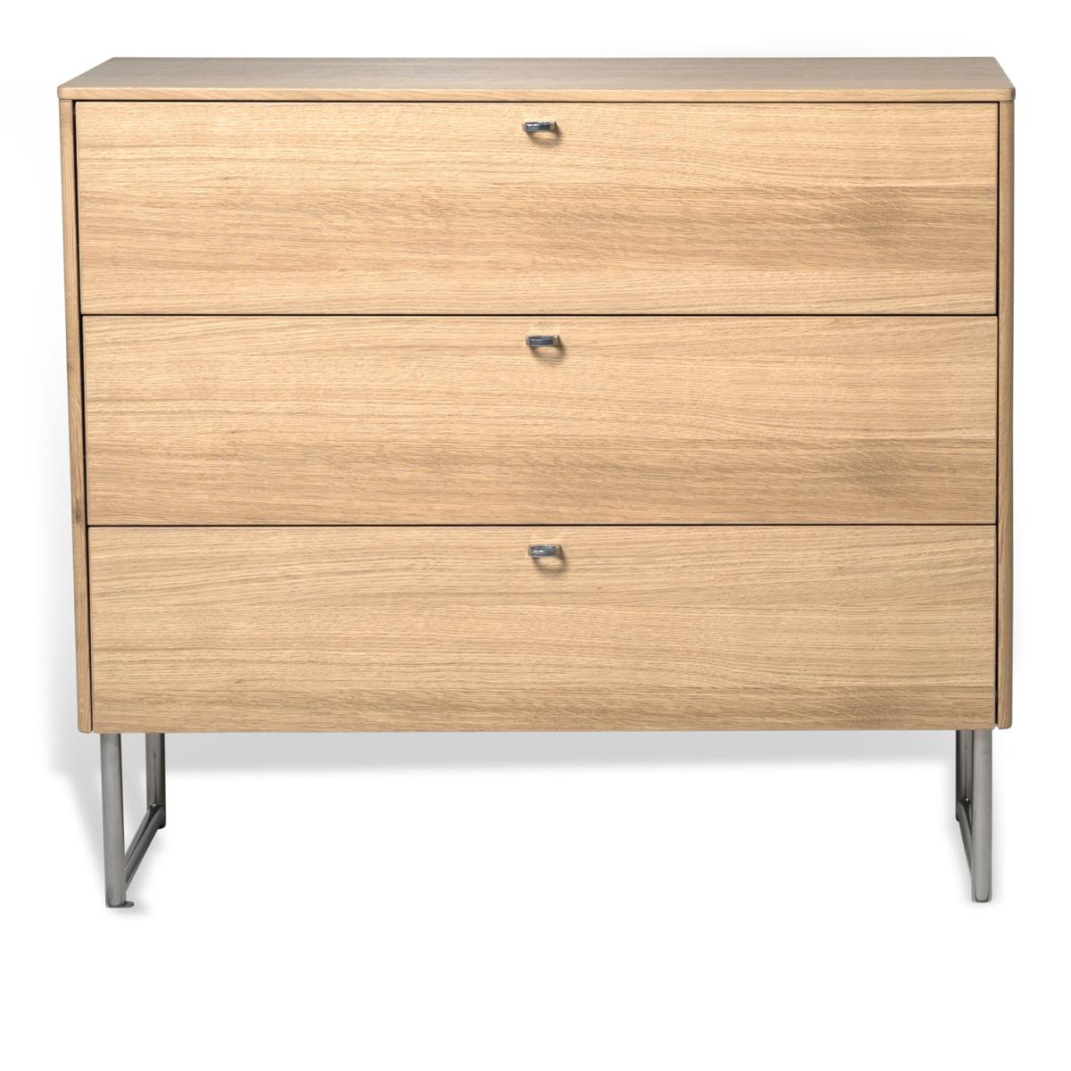 Mavis - Deus byrå 3 lådor vitpigmenterad mattlackad ek - Byråer - Beige - Trä