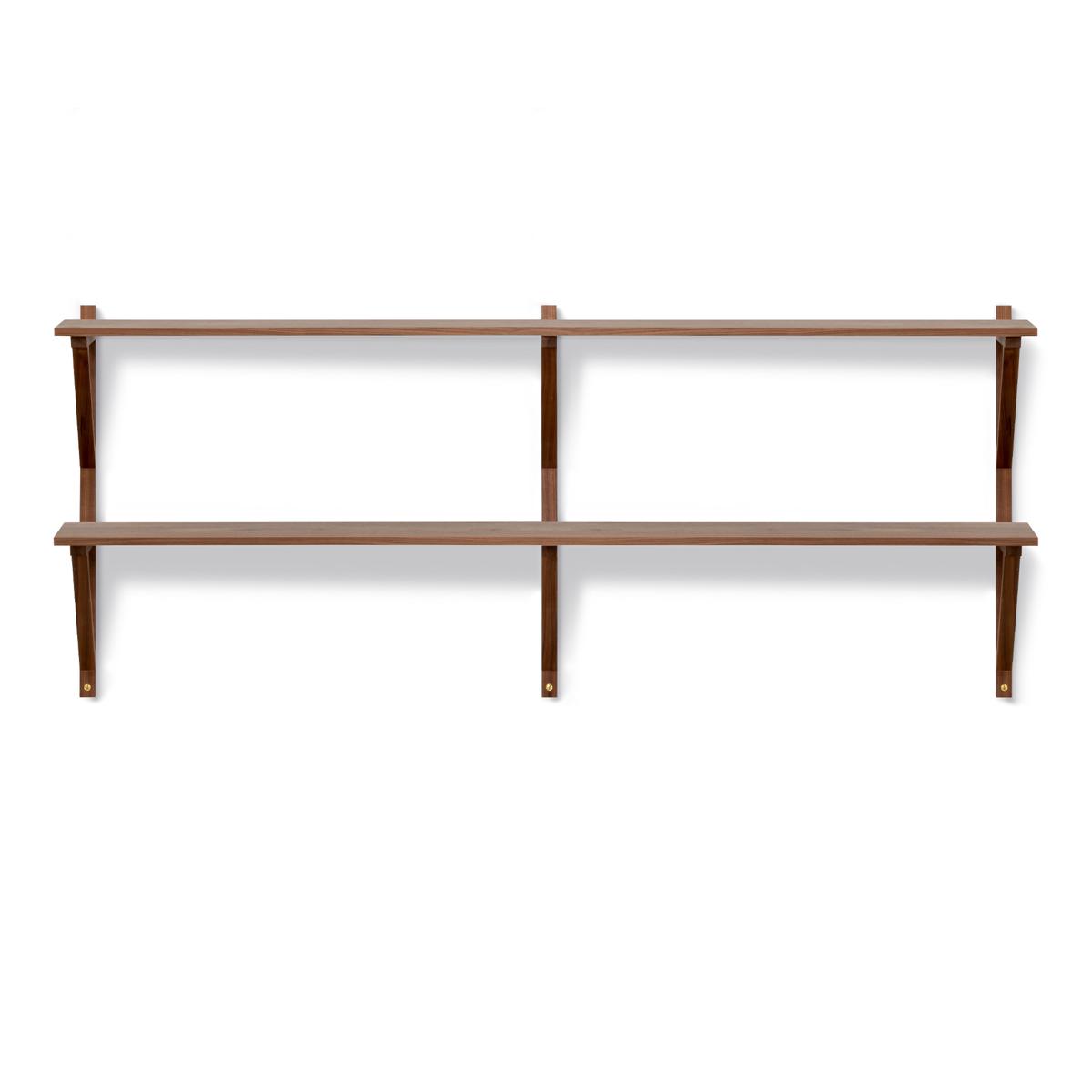 Fredericia Furniture - BM29 Shelf - 2 compartments - 2 shelves - DxWxH: 26x149x61 cm - Walnut lacquer - Vägghyllor - Børge Mogensen - Träfärgad - Trä