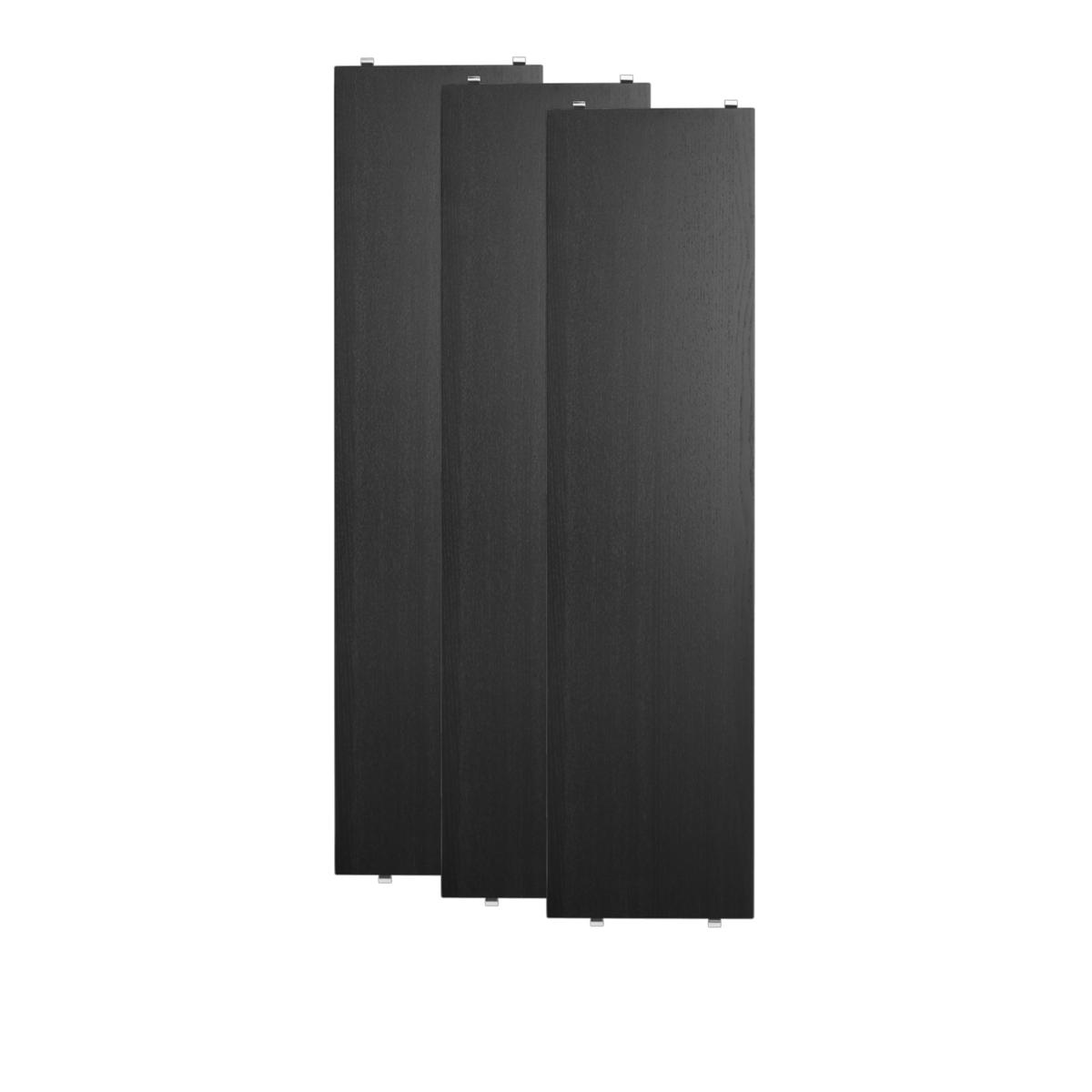String - Hyllplan 78 x 20 cm 3-pack svartbetsad ask - Hyllsystem - Nils Strinning - Svart - Trä