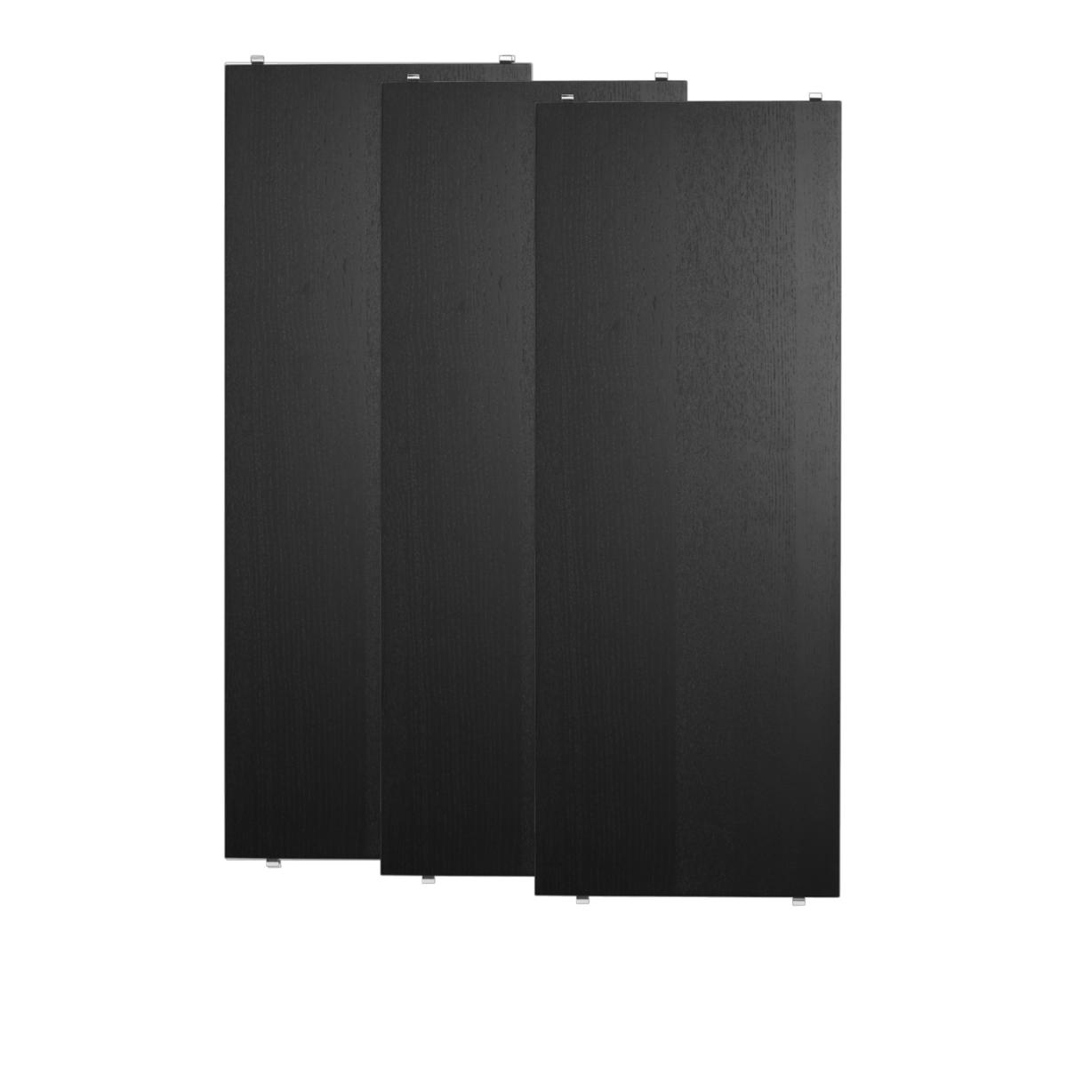 String - Hyllplan 78 x 30 cm 3-pack svartbetsad ask - Hyllsystem - Svart - Trä