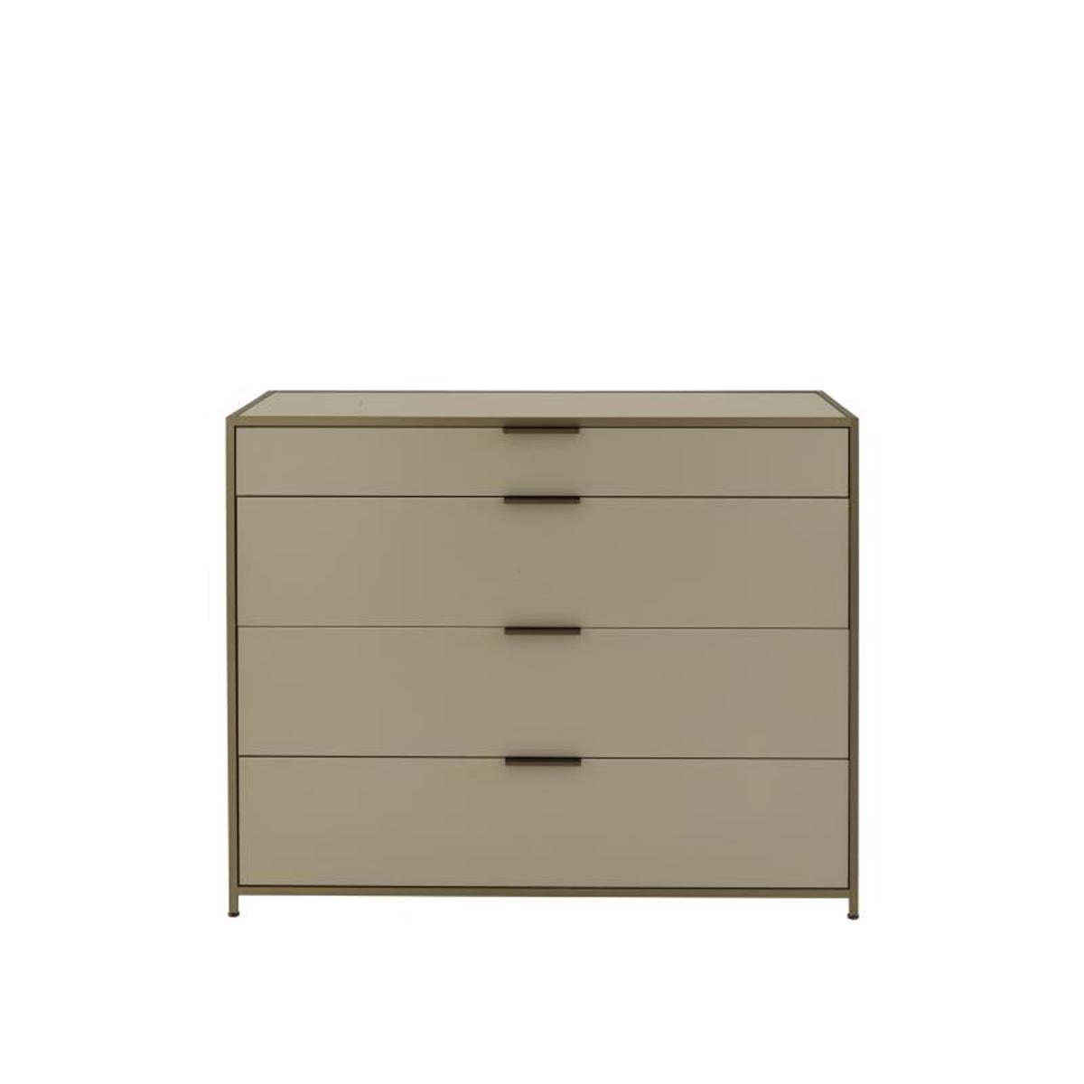 Ligne Roset - Dita Chest of Drawers, Perle Lacquer, 1 Upper Drawer Perle Lacquered - Byråer - Pagnon & Pelhaître - Grå - Metall