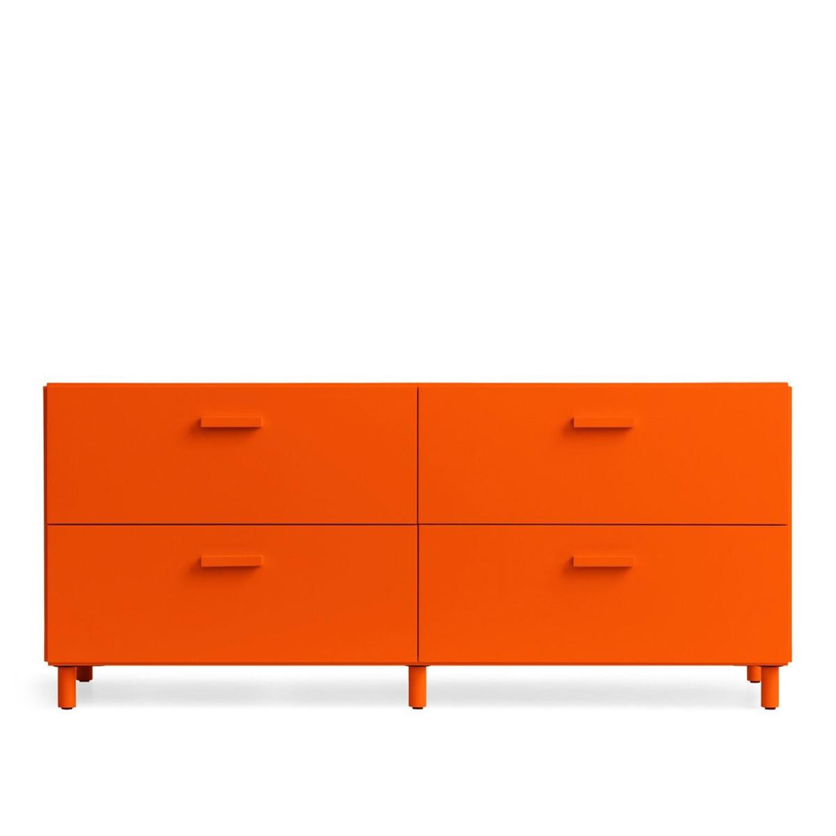 Relief - Relief Chest of Drawers Low Legs Orange - Byråer - TAF Studio - Orange - Metall/Trä