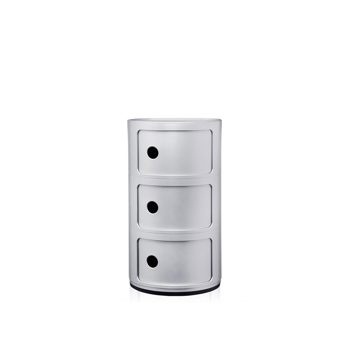 Kartell - Componibili 4967, Silver, 3 Compartments - Hurtsar - Anna Castelli Ferrieri - Silver - Plast