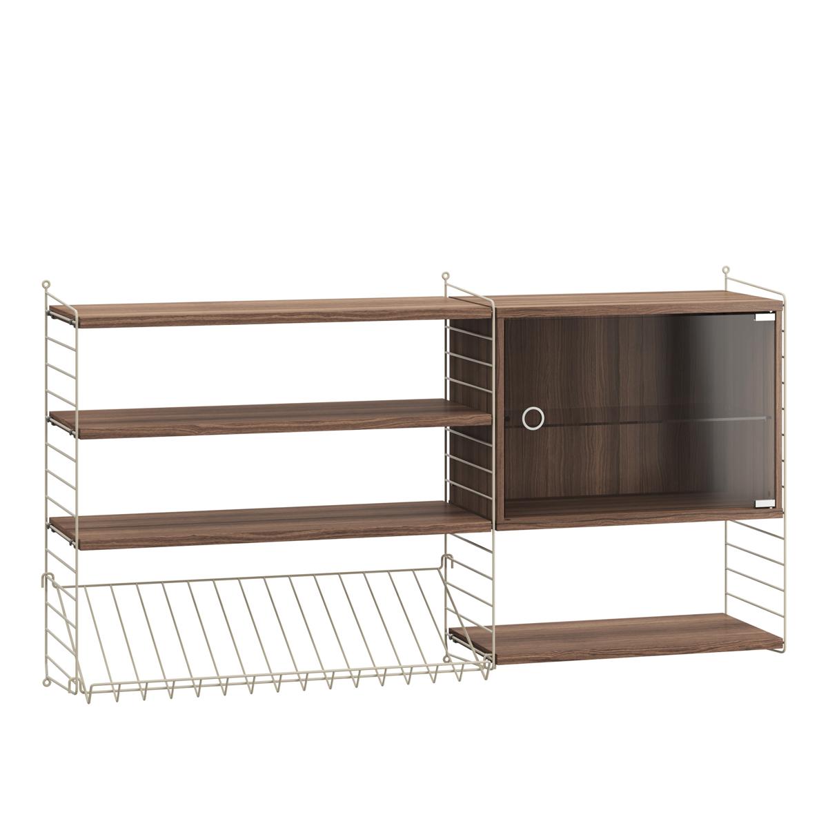 String - Vardagsrum Hyllsystem S Valnöt / Beige - Träfärgad