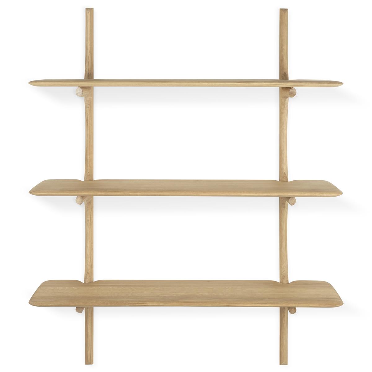 Ethnicraft - PI Wall Shelf - Oak - 3 Shelves - Vägghyllor - Alain Van Havre - Träfärgad - Trä