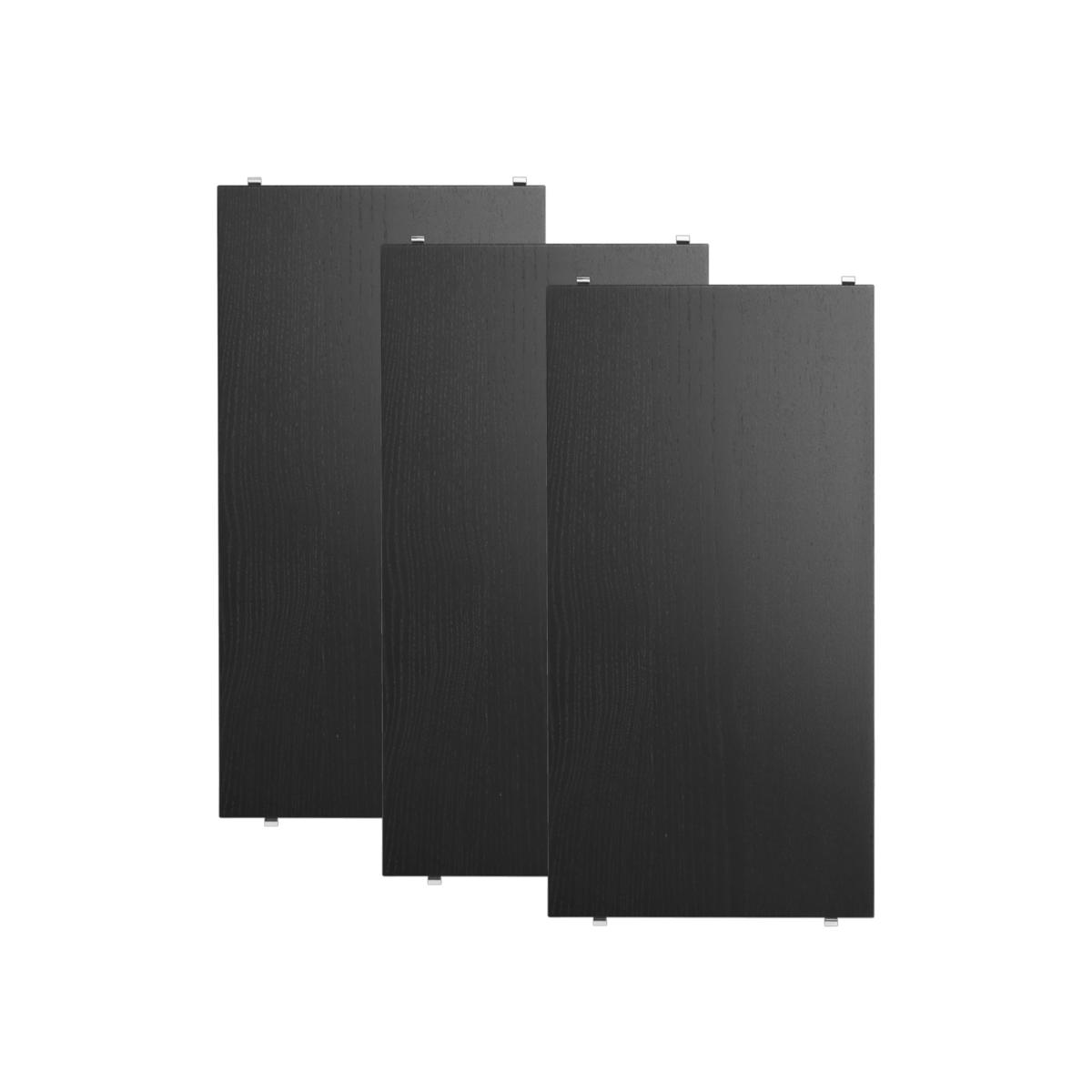 String - Hyllplan 58 x 30 cm 3-pack svartbetsad ask - Hyllsystem - Svart - Trä