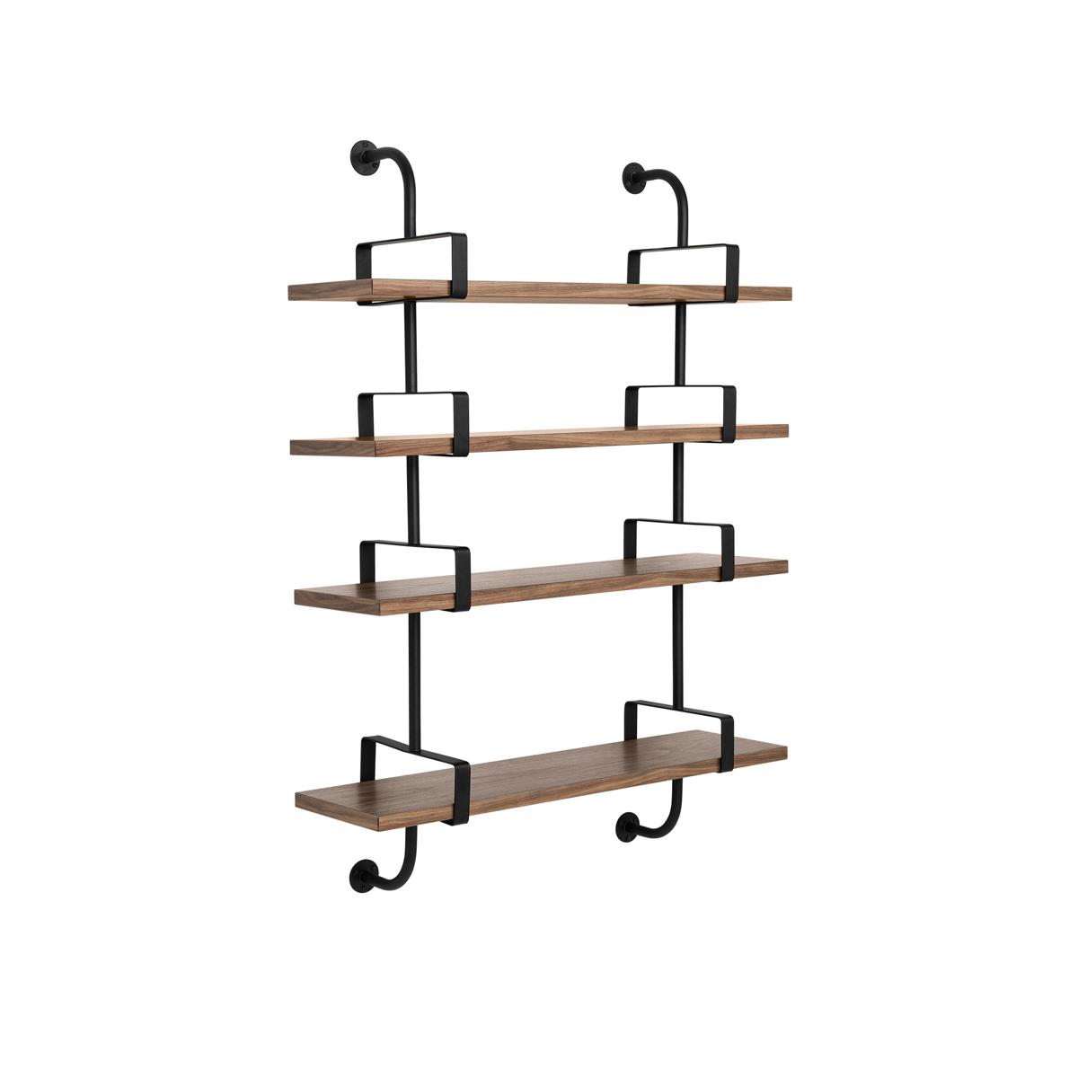 Gubi - Démon 2x4 Valnöt 95 cm - Vägghyllor - Mathieu Matégot - Svart - Trä