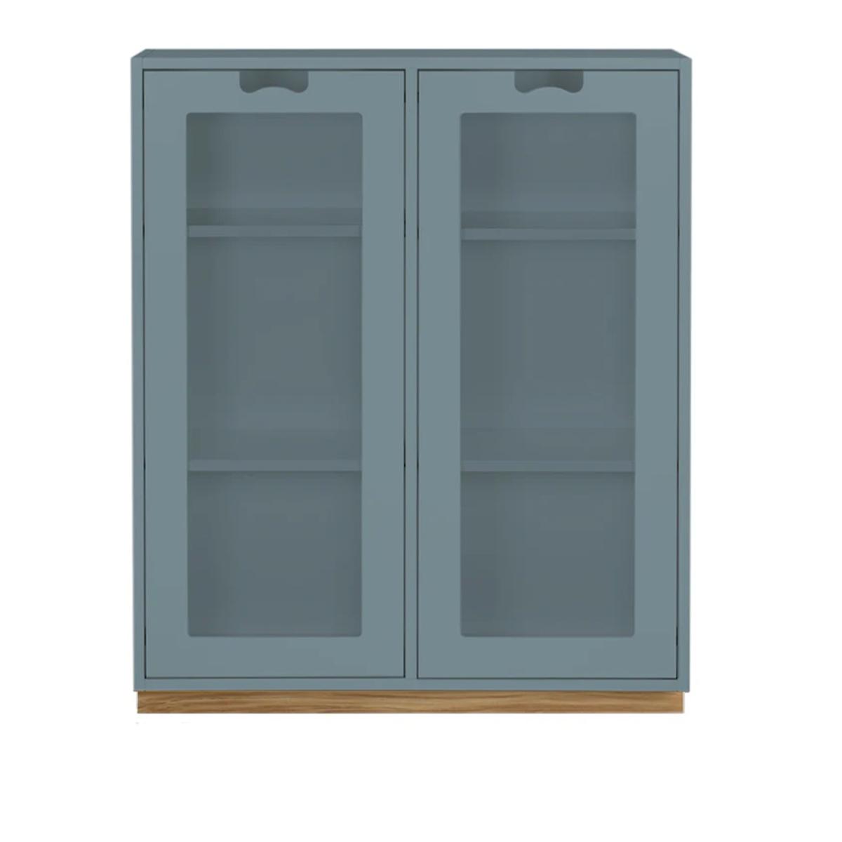 Asplund - Snow Cabinet E D42 Glass Doors - Nordic Blue, Ek Sockel - Byråer -  Thomas Sandell & Jonas Bohlin - Blå - Trä