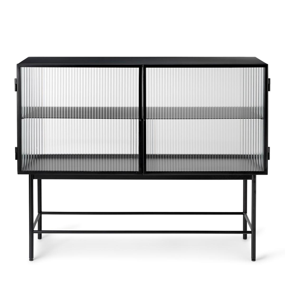 Ferm Living - Haze Sideboard Reeded Glass / Black - Sideboards - SAYS WHO - Glas/Metall