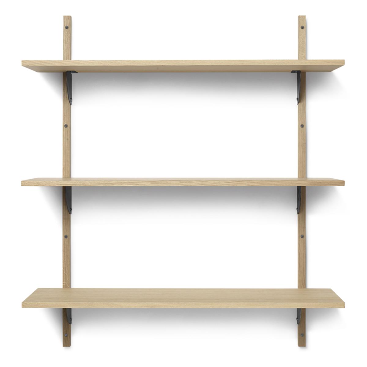 Ferm Living - Sector Triple Wide Oak / Black Brass - Hyllor - Träfärgad - Metall/Trä