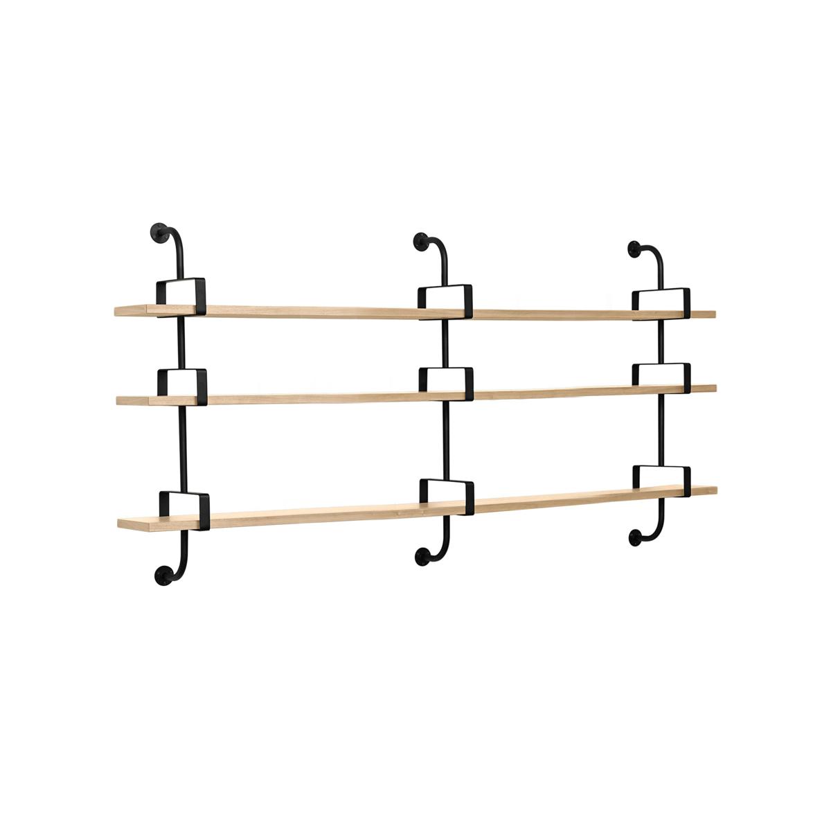 Gubi - Démon - 3 fästen, Trä: Ek, Bredd: 215 cm, 3 hyllplan - Hyllor & Hyllsystem - Mathieu Matégot - Svart - Trä
