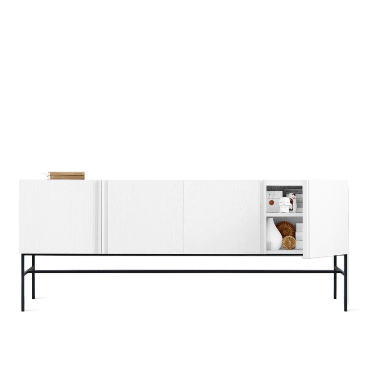 Fogia - Boss Sideboard 4 Dörrar, Betsad Ask, Svart, Stenskiva, Metallunderrede - Skänkar och sideboards - Bo Westerdahl - Svart - Metall/Trä