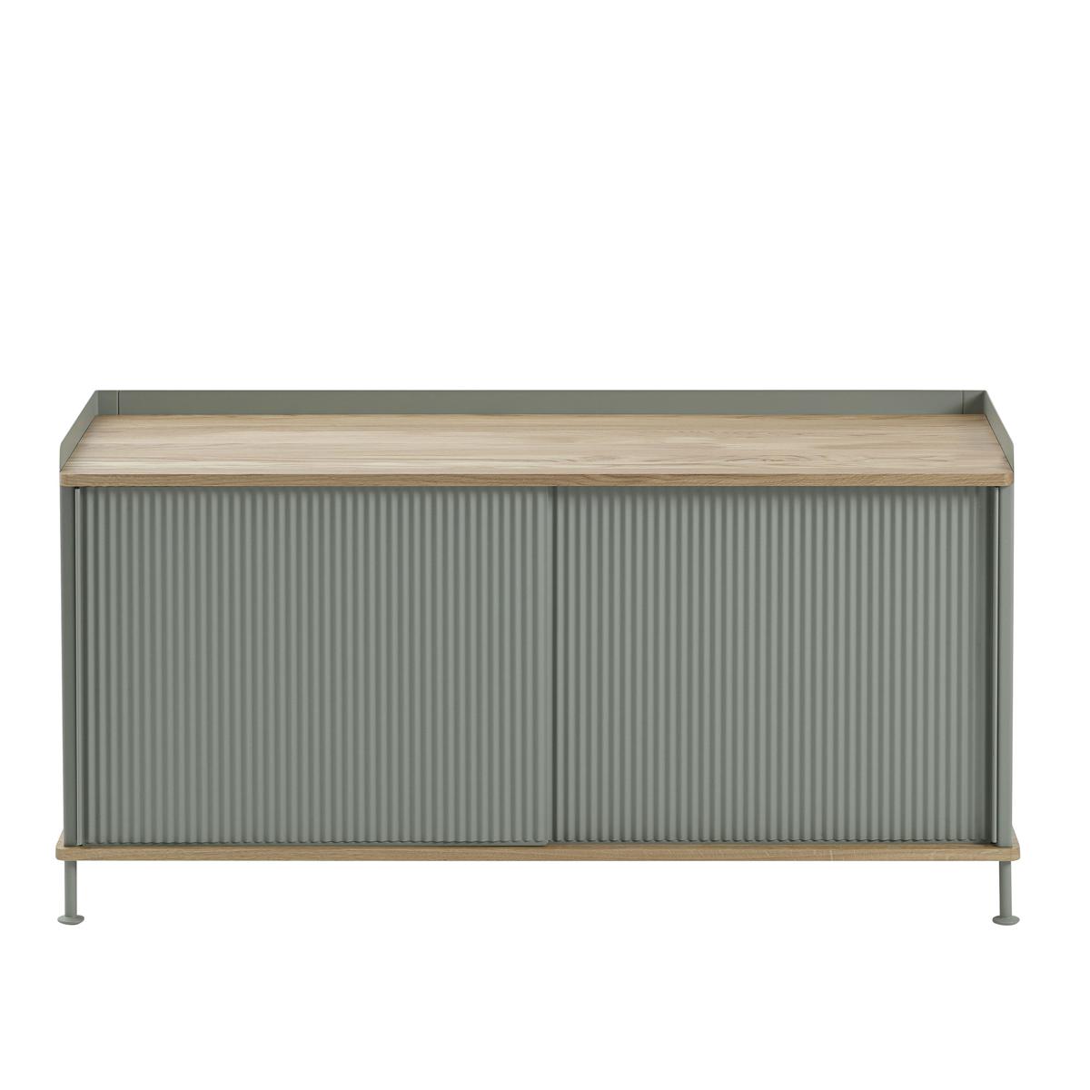 Muuto - Enfold Sideboard Low, Oak/Dusty Green - Skänkar och sideboards - Thomas Bentzen - Grön - Metall/Trä