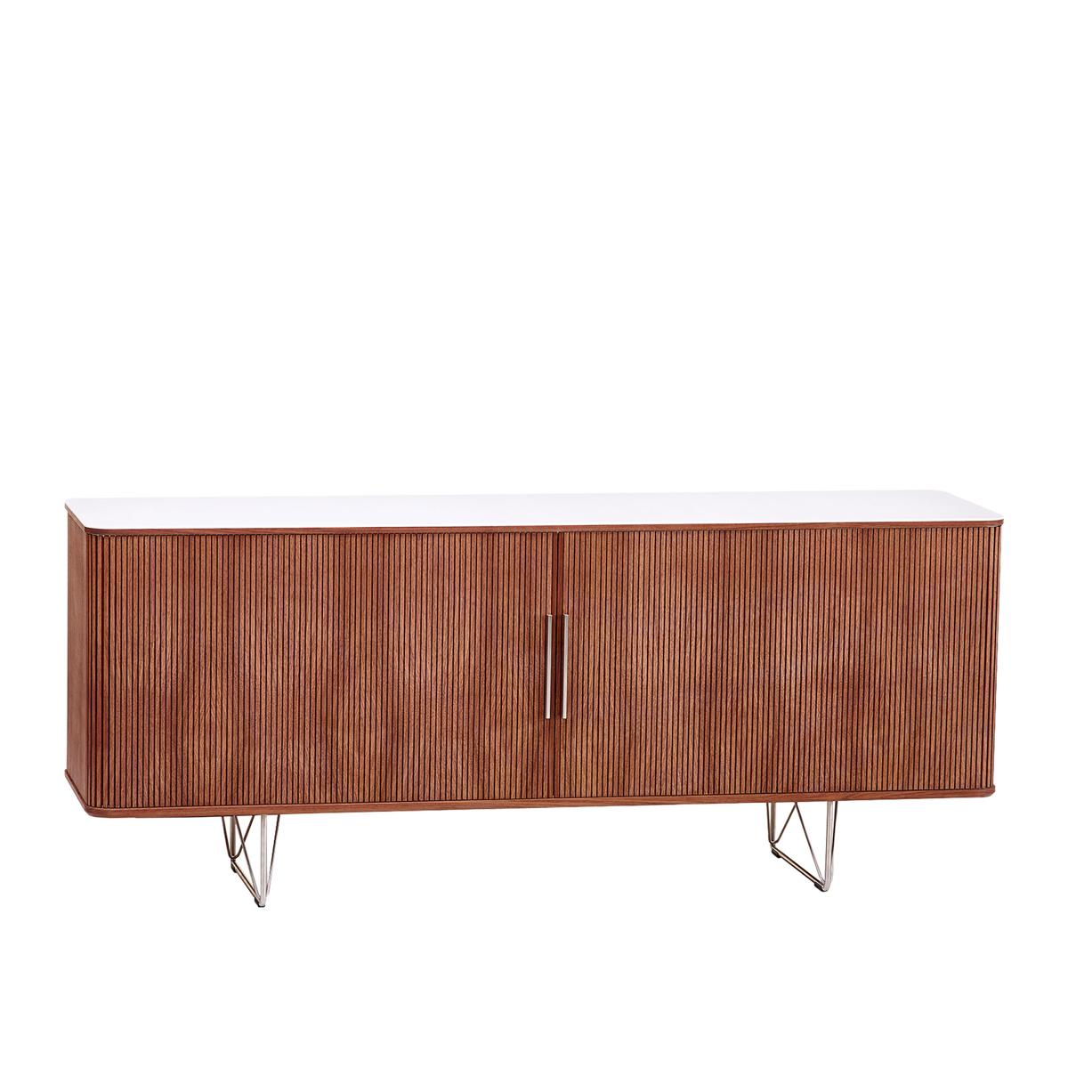 Naver Collection - AK 2730 Skänk, Oljad valnöt, Underrede i Rostfritt stål - Skänkar och sideboards - Nissen & Gehl - Träfärgad - Naturmaterial/Metall/Trä