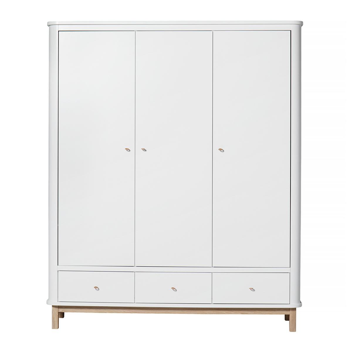 Oliver Furniture - Wood Wardrobe 3 Doors White / Oak - Skåp och vitrinskåp - Søren Rørbæk - Vit - Trä