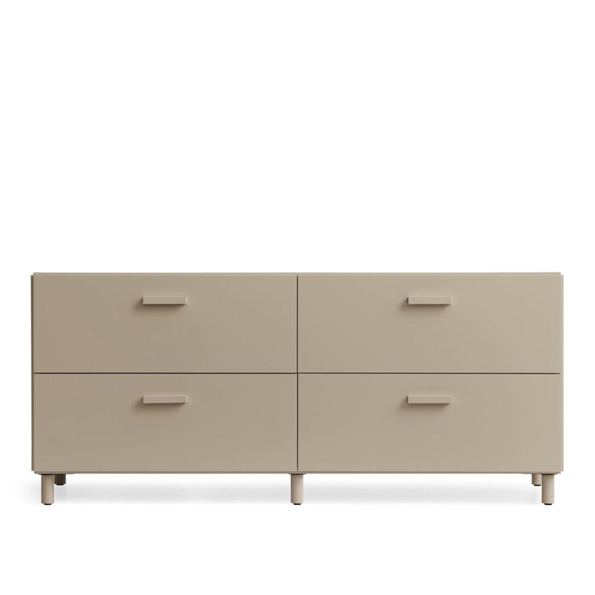 Relief - Relief Chest of Drawers Low Legs Beige - Byråer - TAF Studio - Beige - Metall/Trä