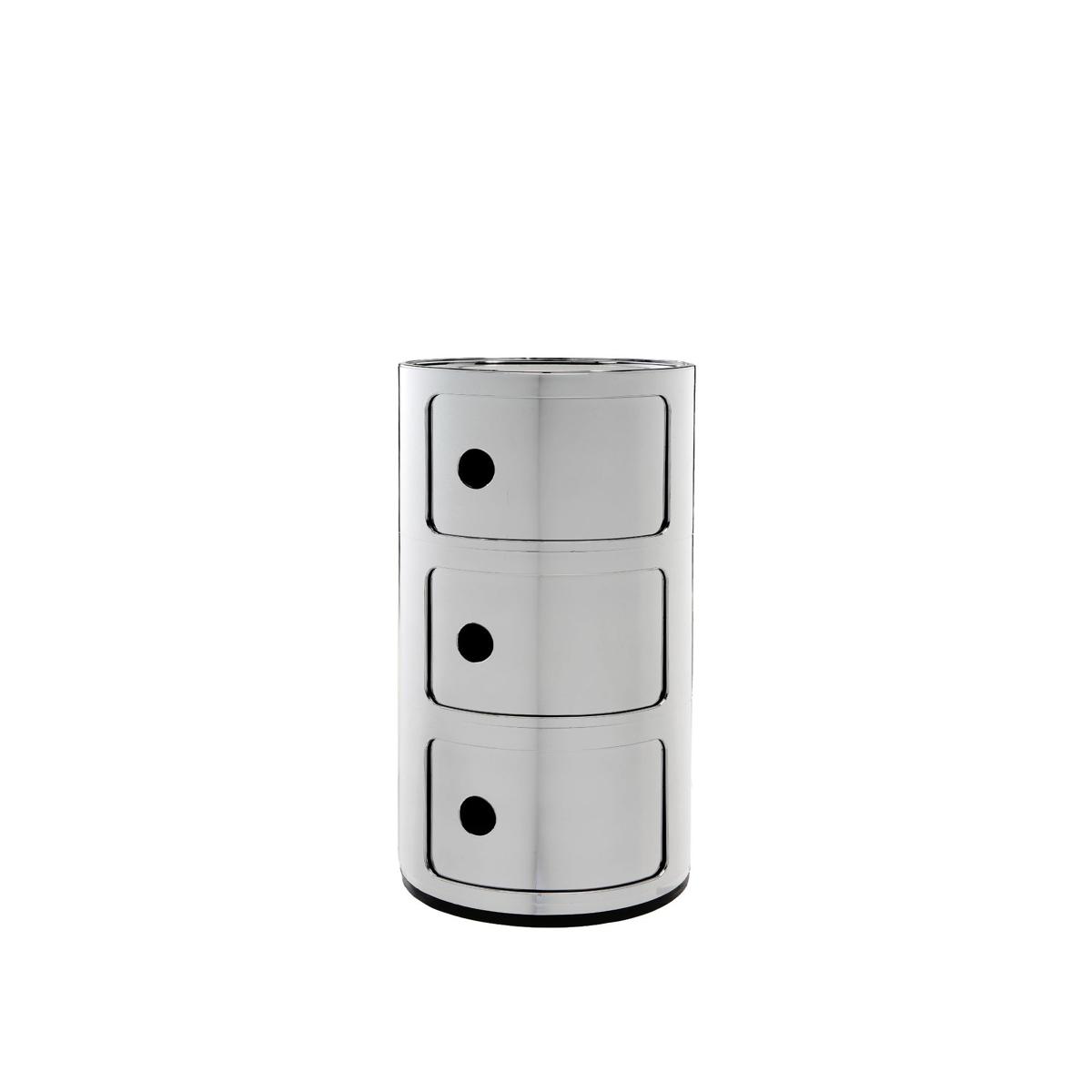 Kartell - Componibili 5967 Chrome - 3 Compartments - Hurtsar - Anna Castelli Ferrieri - Silver - Plast