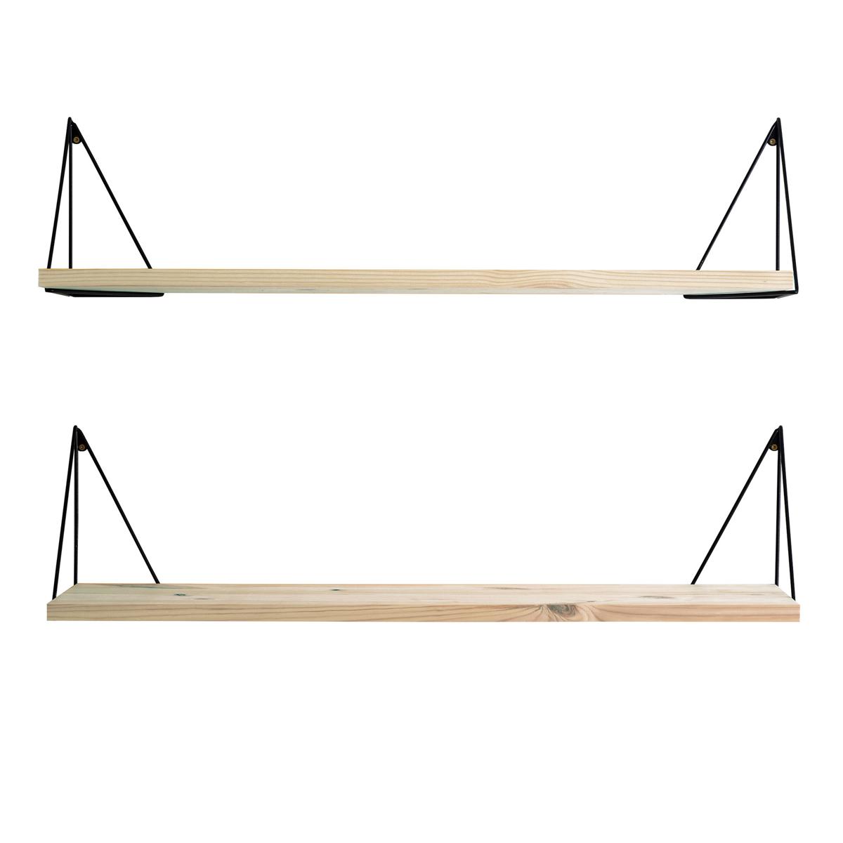 Maze Interior - Pythagoras Play pine/black, 4 brackets + 2 shelves - Hyllor & Hyllsystem - Gustav Rosén - Träfärgad,Svart - Metall/Trä