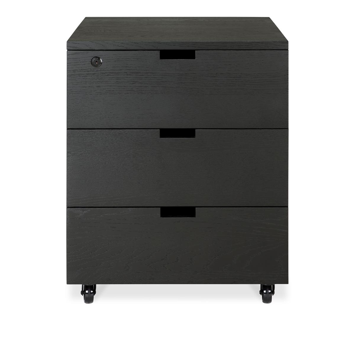 Ethnicraft - Billy Drawer Unit - Varnished Oak - Black - 3 Drawers - With Keylock - Byråer - Svart - Trä