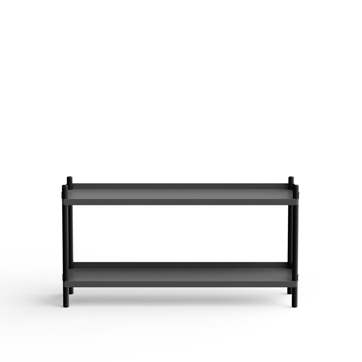 NINE - BOLT Shelving 1000 - 2 shelves Oak Black Anthracite - Hyllor & Hyllsystem - Lennart Ebert - Svart - Metall/Trä