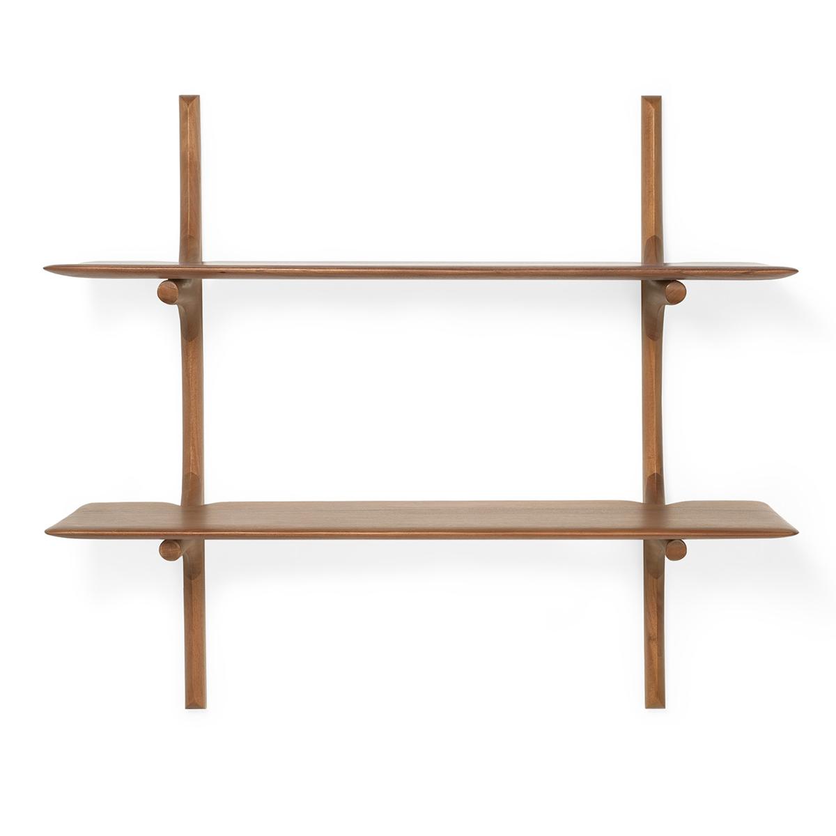 Ethnicraft - PI Wall Shelf - Varnished Mahogany - 2 Shelves - Vägghyllor - Alain Van Havre - Träfärgad - Trä