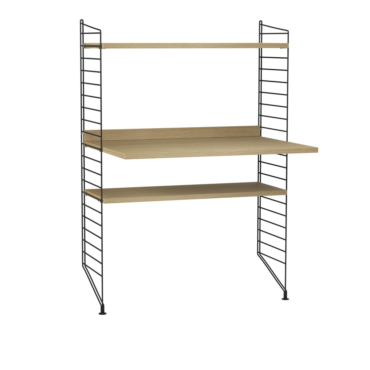 String - Kontor Hyllsystem H Ek / Svart - Träfärgad