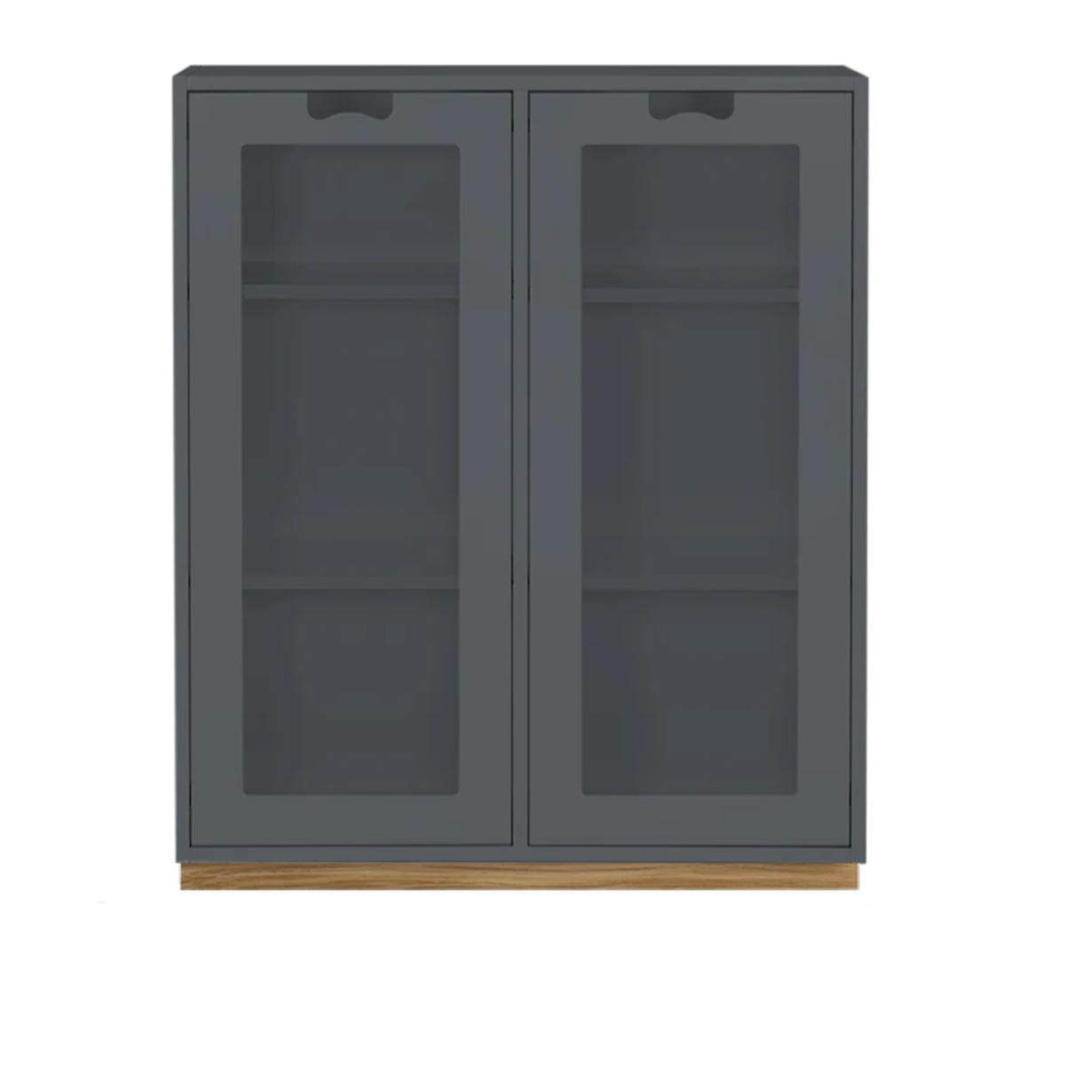 Asplund - Snow Cabinet E D42 Glass Doors - Storm Grey, Ek Sockel - Byråer -  Thomas Sandell & Jonas Bohlin - Grå - Trä