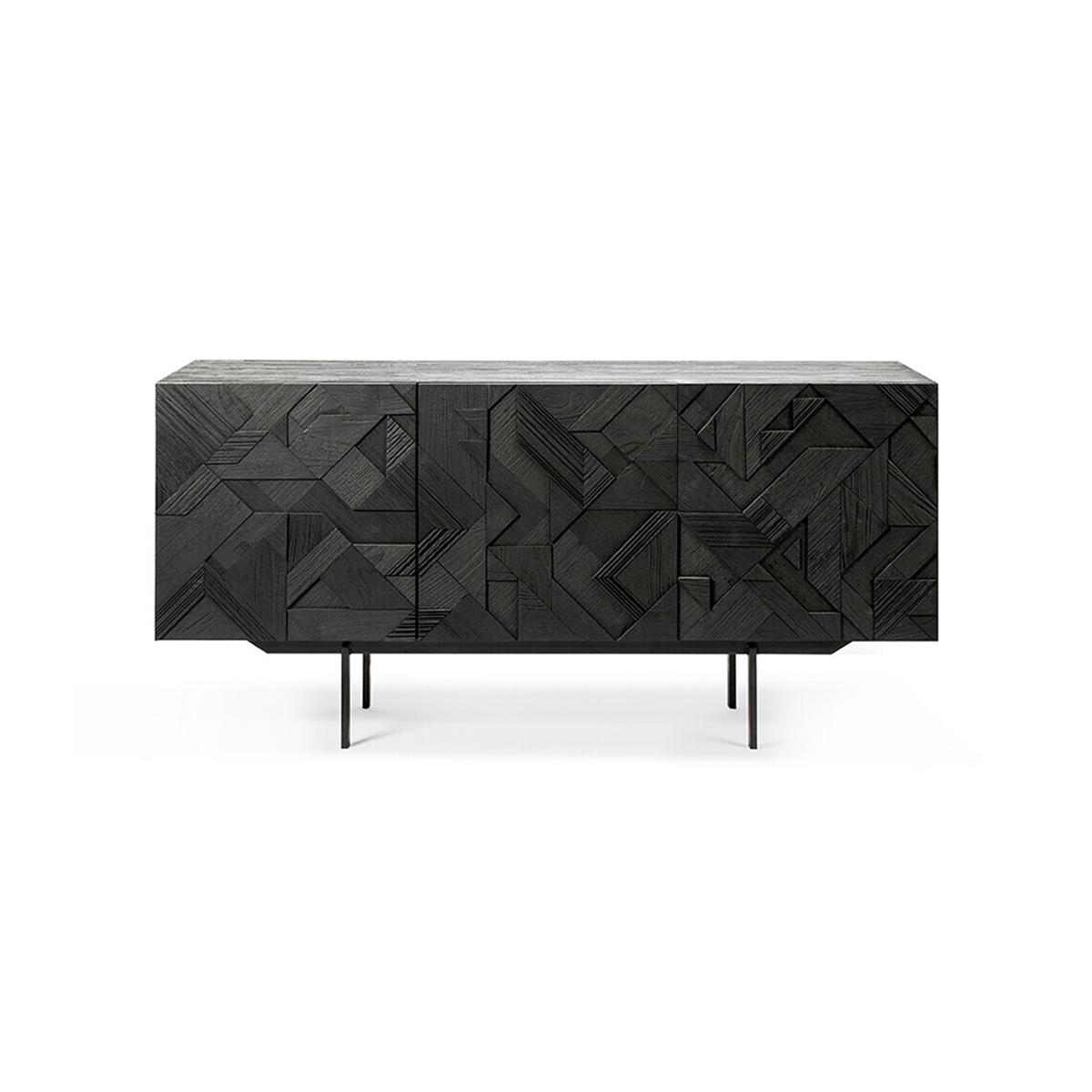 Ethnicraft - Teak Graphic Black Sideboard 168 cm - Skänkar och sideboards - Alain Van Havre - Svart - Trä