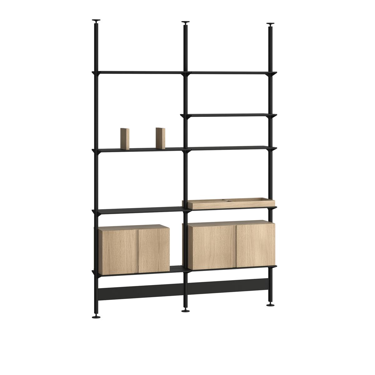 Pira - Pira G2 F-C A 210_205 Black Gray/White Oak H: 240-247 cm - Hyllor & Hyllsystem - Svart - Metall/Papper/Trä/Plast