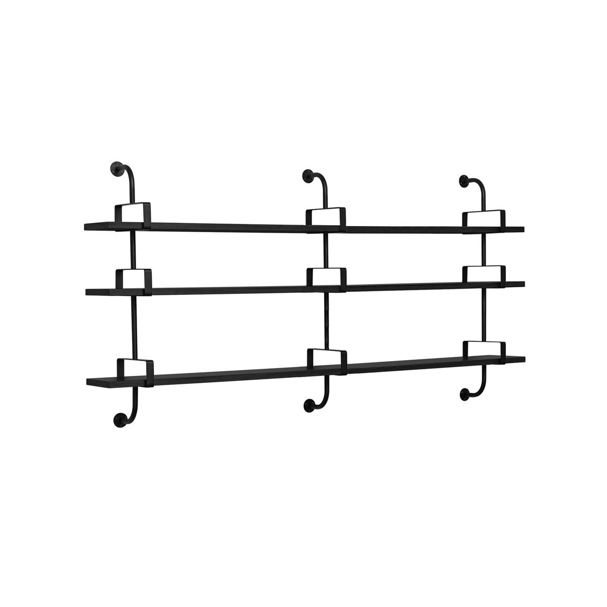 Gubi - Démon - 3 fästen, Trä: Svartbetsad Ask, Bredd: 215 cm, 3 hyllplan - Hyllor & Hyllsystem - Mathieu Matégot - Svart - Trä