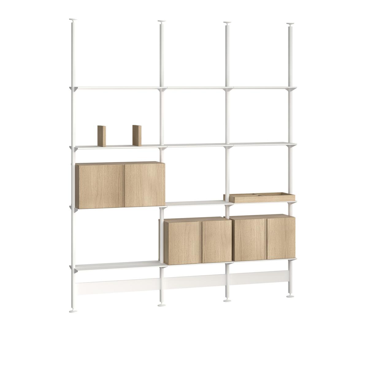 Pira - Pira G2 F-C B 212_205 White/White Oak H: 248-255 cm - Hyllor & Hyllsystem - Vit - Metall/Papper/Trä/Plast