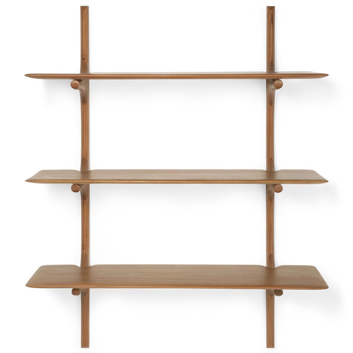 Ethnicraft - PI Wall Shelf - Varnished Mahogany - 3 Shelves - Vägghyllor - Alain Van Havre - Träfärgad - Trä
