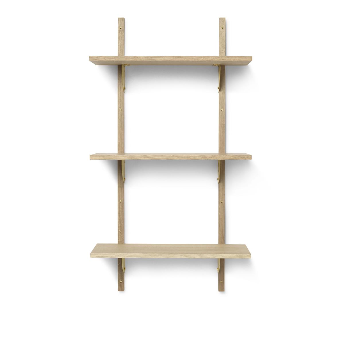 Ferm Living - Sector Triple Narrow Oak / Brass - Hyllor - Träfärgad - Metall/Trä