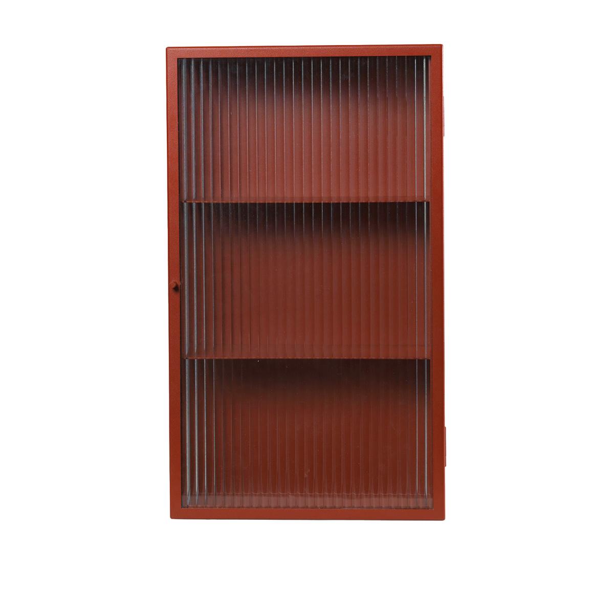 Ferm Living - Haze Wall Cabinet / Reeded Glass/Oxide Red - Skåp och vitrinskåp - SAYS WHO