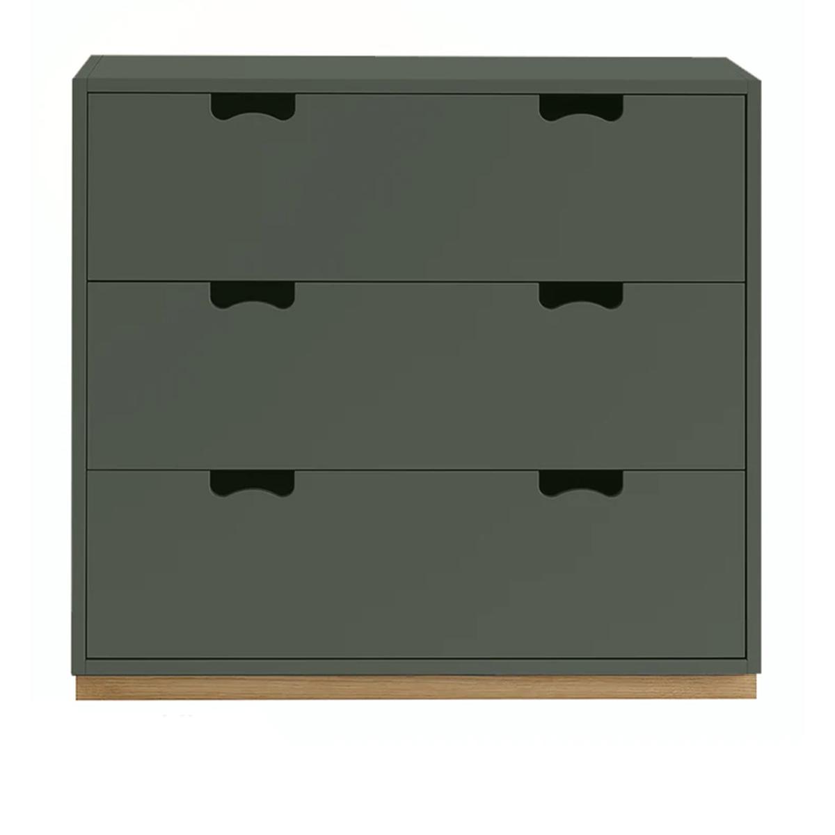 Asplund - Snow Drawer A3 - Green Khaki, Ek Sockel - Byråer - Grön - Trä
