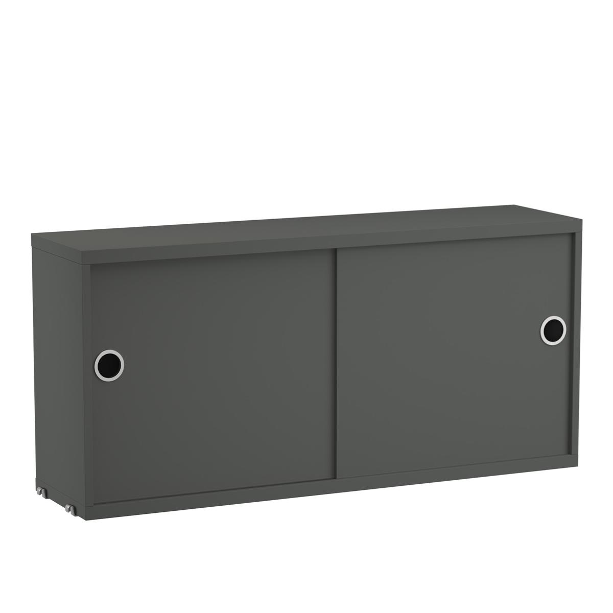 String - Skåp med skjutdörrar 78 x 20 cm mörkgrå - Hyllor & Hyllsystem - Nils Strinning - Grå