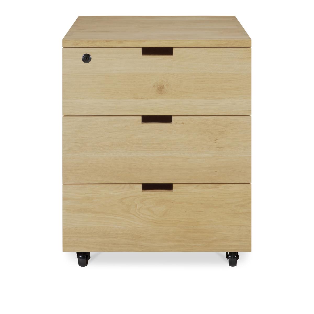 Ethnicraft - Billy Drawer Unit - Oak - 3 Drawers - With Keylock - Byråer - Träfärgad - Trä