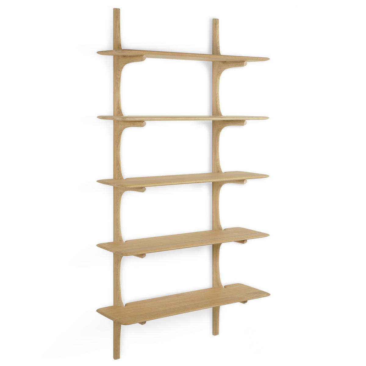 Ethnicraft - PI Wall Shelf - Oak - 5 Shelves - Vägghyllor - Alain Van Havre - Träfärgad - Trä