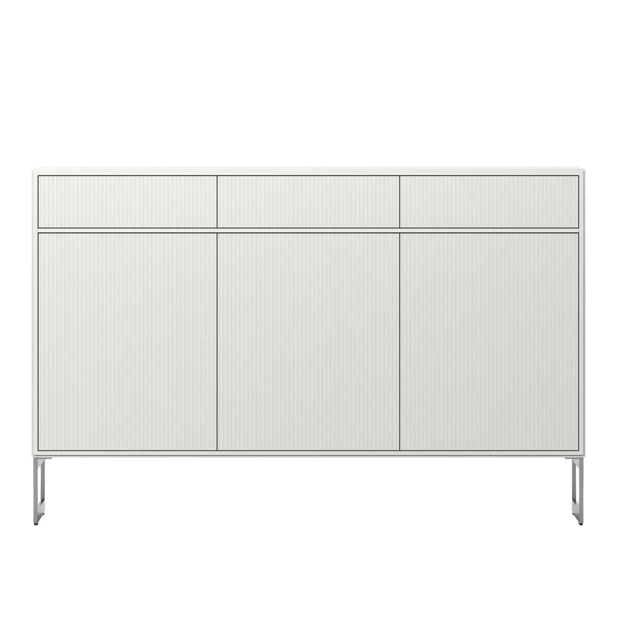 Englesson - Line skänk 3 dörrar hög vit med silvergå benställning - Skänkar och sideboards - Metall