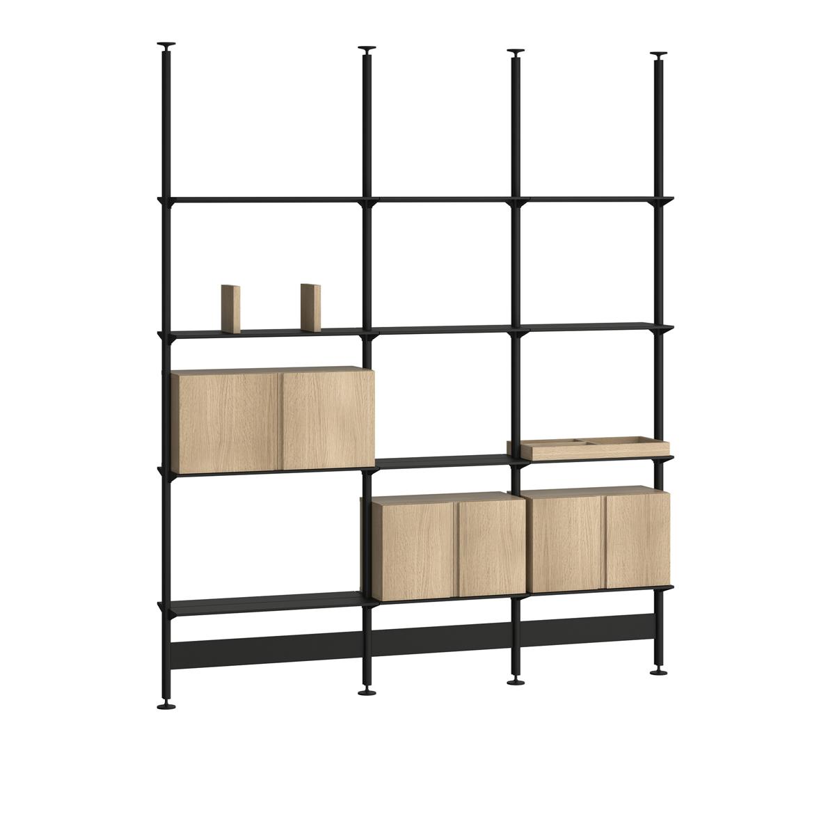 Pira - Pira G2 F-C B 210_205 Black Gray/White Oak H: 256-264 cm - Hyllor & Hyllsystem - Svart - Metall/Papper/Trä/Plast
